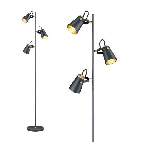 LÁMPARA DE PIE 3 LUCES METAL NEGRO E14 QUILES