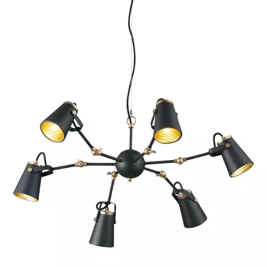 LÁMPARA DE TECHO 6 LUCES METAL NEGRO E14 QUILES 2