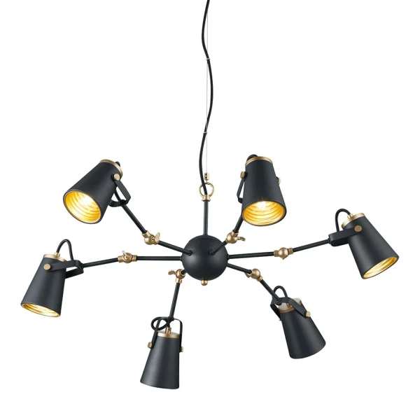 LÁMPARA DE TECHO 6 LUCES METAL NEGRO E14 QUILES