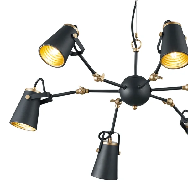 LÁMPARA DE TECHO 6 LUCES METAL NEGRO E14 QUILES