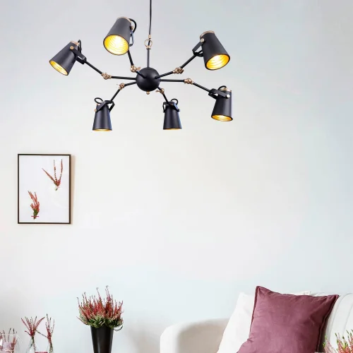 LÁMPARA DE TECHO 6 LUCES METAL NEGRO E14 QUILES