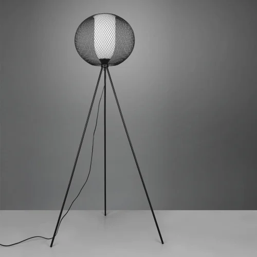 LÁMPARA DE PIE DE METAL REJILLA NEGRO IDRIS