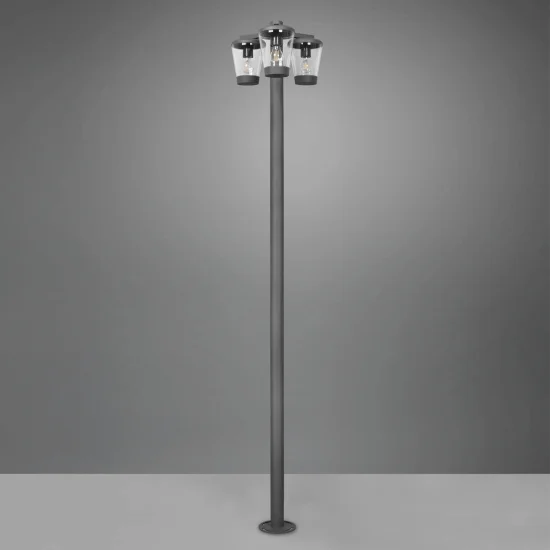 FAROLA 3 LUCES ANTRACITA E27 IP44 LOTUS 2