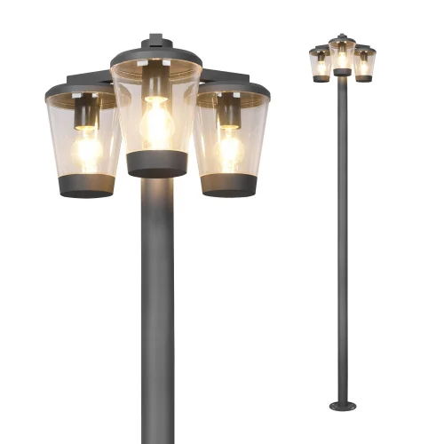 FAROLA 3 LUCES ANTRACITA E27 IP44 LOTUS