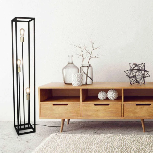 LÁMPARA DE PIE 3 LUCES METAL NEGRO E27 GALDUR LÁMPARA DE PIE 3 LUCES METAL NEGRO E27 GALDUR