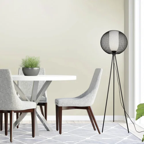 LÁMPARA DE PIE DE METAL REJILLA NEGRO IDRIS