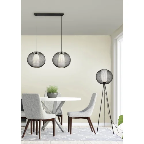 LÁMPARA DE PIE DE METAL REJILLA NEGRO IDRIS