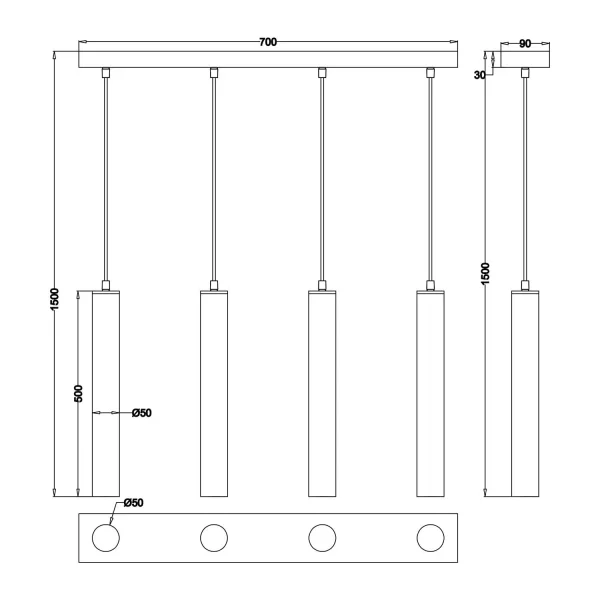 LÁMPARA DE TECHO 4 LUCES METAL NÍQUEL MATE SULLIVAN