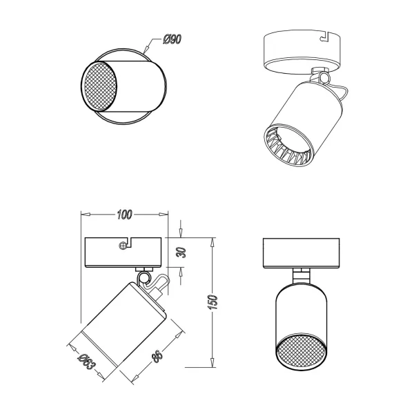 FOCO 1 LUZ METAL NEGRO GU10 WERNER