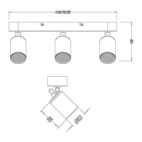 FOCO 3 LUCES METAL BLANCO GU10 WERNER