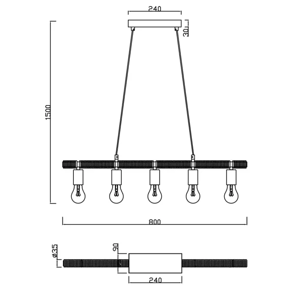 LÁMPARA DE TECHO 5 LUCES DEWA LÁMPARA DE TECHO 5 LUCES DEWA