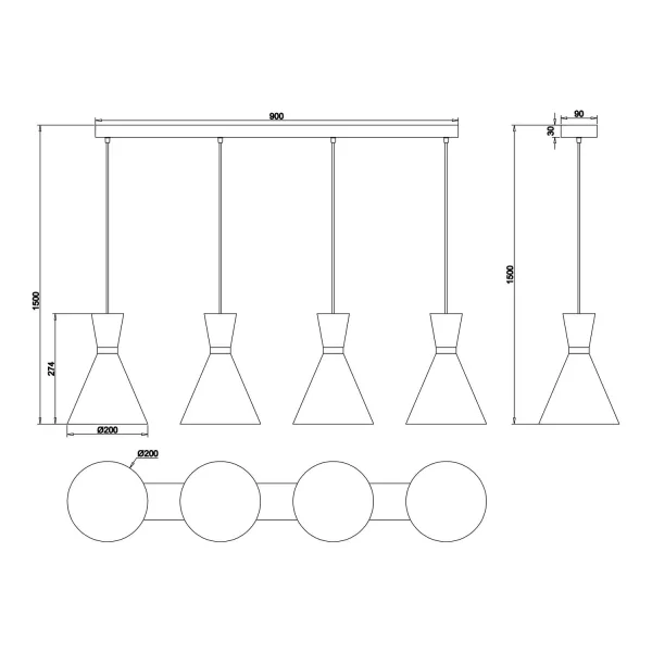 LÁMPARA DE TECHO 4 LUCES CINTIA METAL BLANCO E27