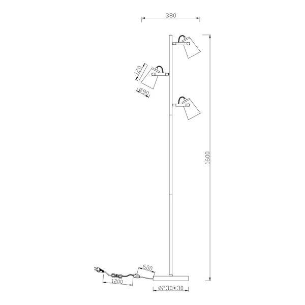 LÁMPARA DE PIE 3 LUCES METAL NEGRO E14 QUILES