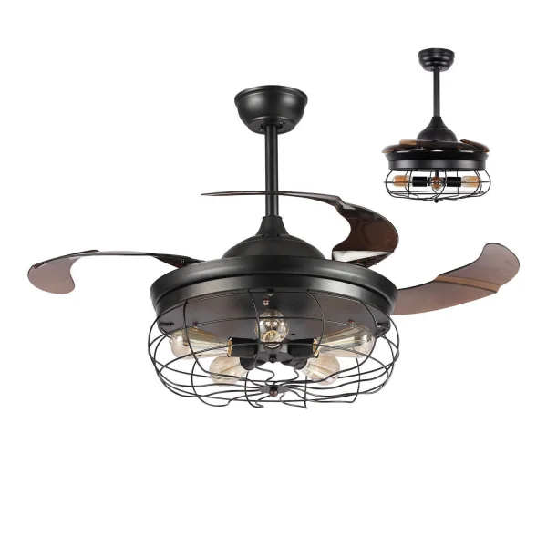 VENTILADOR DE TECHO SEATTLE PLEGABLE 4 PALAS MARRÓN