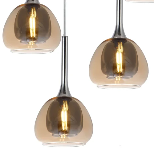 LÁMPARA DE TECHO 5 LUCES CRISTAL EXTERIOR ÁMBAR INTERIOR FUMÉ Ø45 NOLINA