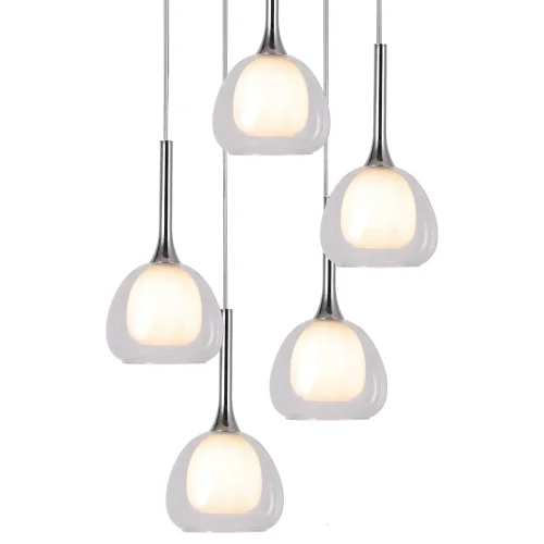 LÁMPARA DE TECHO 5 LUCES CRISTAL EXTERIOR TRANSPARENTE INTERIOR BLANCO Ø45 NOLINA