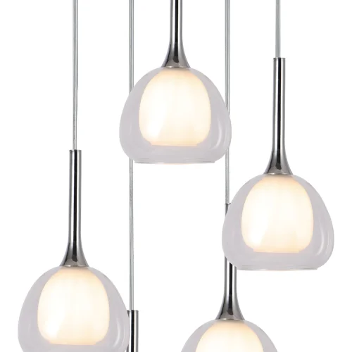 LÁMPARA DE TECHO 5 LUCES CRISTAL EXTERIOR TRANSPARENTE INTERIOR BLANCO Ø45 NOLINA