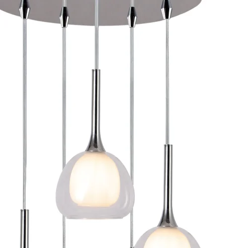 LÁMPARA DE TECHO 5 LUCES CRISTAL EXTERIOR TRANSPARENTE INTERIOR BLANCO Ø45 NOLINA