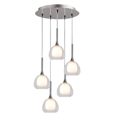 LÁMPARA DE TECHO 5 LUCES CRISTAL EXTERIOR TRANSPARENTE INTERIOR BLANCO Ø45 NOLINA