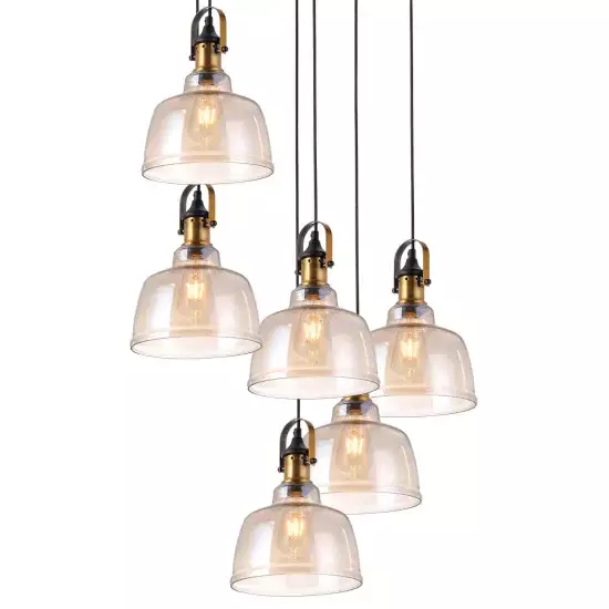 LÁMPARA DE TECHO 6 LUCES FEBRUARY CRISTAL CHAMPAGNE E27 2