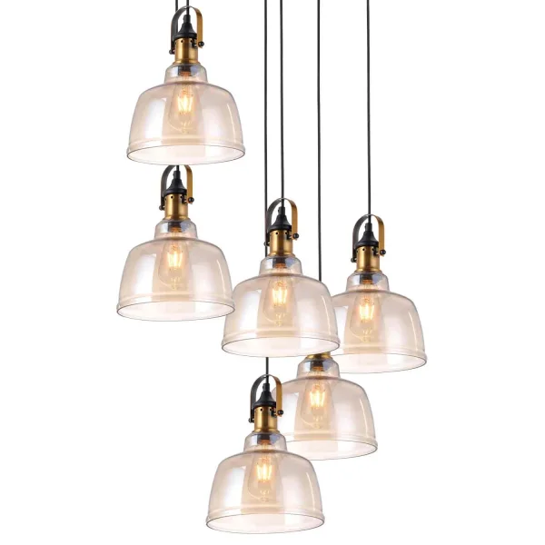 LÁMPARA DE TECHO 6 LUCES FEBRUARY CRISTAL CHAMPAGNE E27