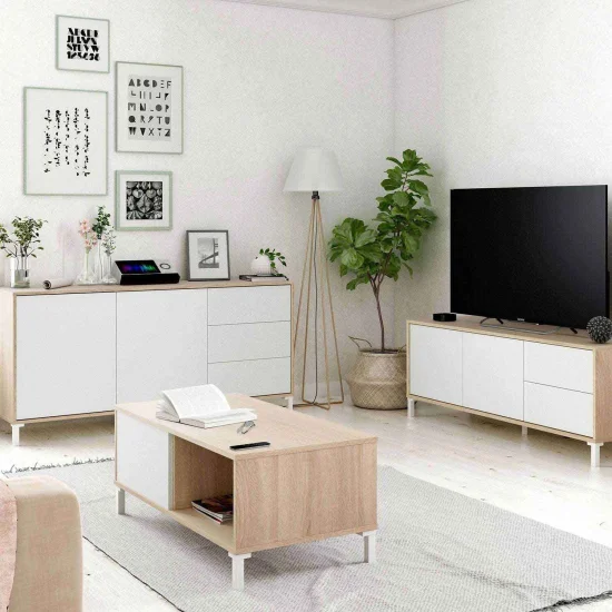 Mueble TV modelo Piero (130cm) blanco Todo el mueble PVC alto