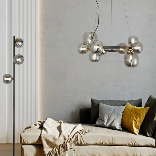 LÁMPARA DE PIE 3 LUCES HIERRO PAVÓN/NEGRO NICOLETTA LÁMPARA DE PIE 3 LUCES HIERRO PAVÓN/NEGRO NICOLETTA