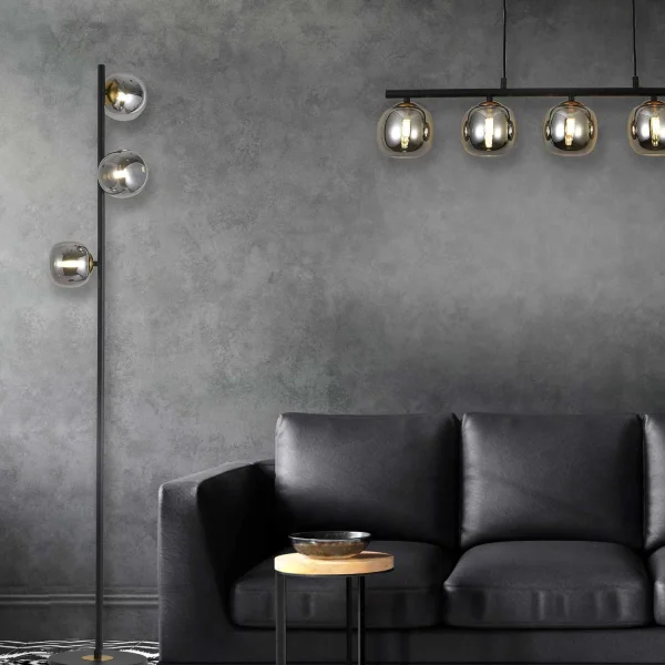 LÁMPARA DE PIE 3 LUCES HIERRO PAVÓN/NEGRO NICOLETTA LÁMPARA DE PIE 3 LUCES HIERRO PAVÓN/NEGRO NICOLETTA