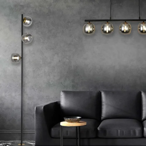 LÁMPARA DE PIE 3 LUCES HIERRO PAVÓN/NEGRO NICOLETTA LÁMPARA DE PIE 3 LUCES HIERRO PAVÓN/NEGRO NICOLETTA