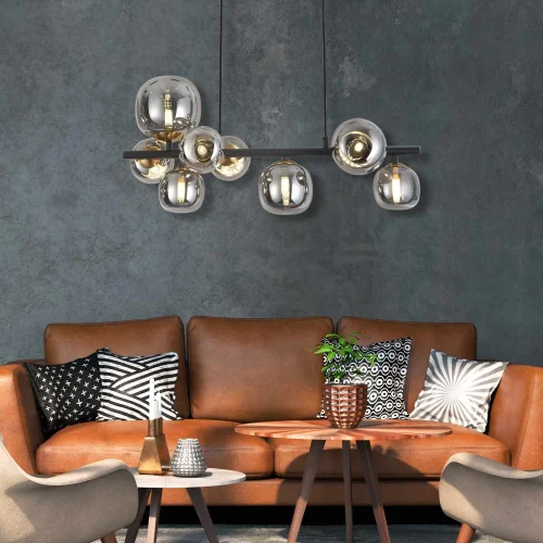 LÁMPARA DE TECHO 8 LUCES HIERRO PAVÓN/NEGRO NICOLETTA