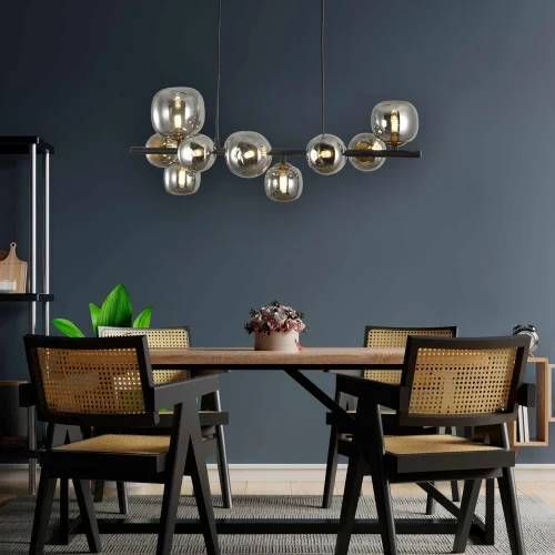 LÁMPARA DE TECHO 10 LUCES HIERRO PAVÓN/NEGRO NICOLETTA