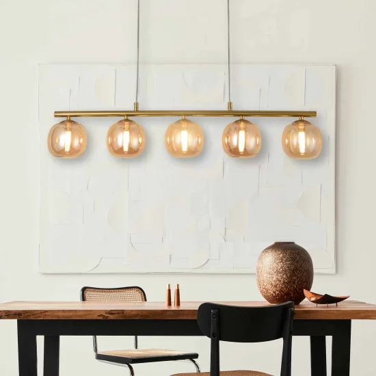 LÁMPARA DE TECHO 5 LUCES HIERRO DORADO NICOLETTA