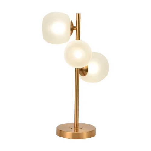 LÁMPARA DE MESA 3 LUCES HIERRO DORADO TULIPA BLANCA NICOLETTA