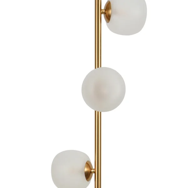 LÁMPARA DE PIE 3 LUCES HIERRO DORADO TULIPA BLANCA NICOLETTA LÁMPARA DE PIE 3 LUCES HIERRO DORADO TULIPA BLANCA NICOLETTA