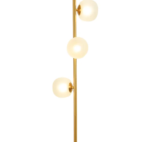 LÁMPARA DE PIE 3 LUCES HIERRO DORADO TULIPA BLANCA NICOLETTA LÁMPARA DE PIE 3 LUCES HIERRO DORADO TULIPA BLANCA NICOLETTA
