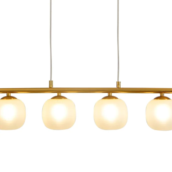 LÁMPARA DE TECHO 4 LUCES HIERRO DORADO TULIPA BLANCA NICOLETTA LÁMPARA DE TECHO 4 LUCES HIERRO DORADO TULIPA BLANCA NICOLETTA