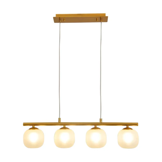 LÁMPARA DE TECHO 4 LUCES HIERRO DORADO TULIPA BLANCA NICOLETTA 2