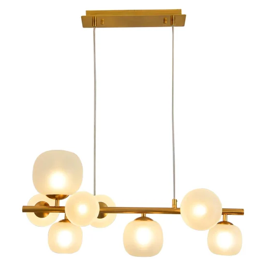 LÁMPARA DE TECHO 8 LUCES HIERRO DORADO TULIPA BLANCA NICOLETTA 2