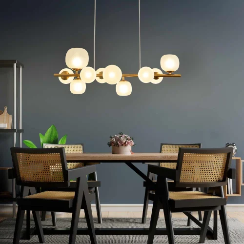 LÁMPARA DE TECHO 10 LUCES HIERRO DORADO TULIPA BLANCA NICOLETTA LÁMPARA DE TECHO 10 LUCES HIERRO DORADO TULIPA BLANCA NICOLETTA