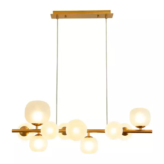 LÁMPARA DE TECHO 10 LUCES HIERRO DORADO TULIPA BLANCA NICOLETTA 2