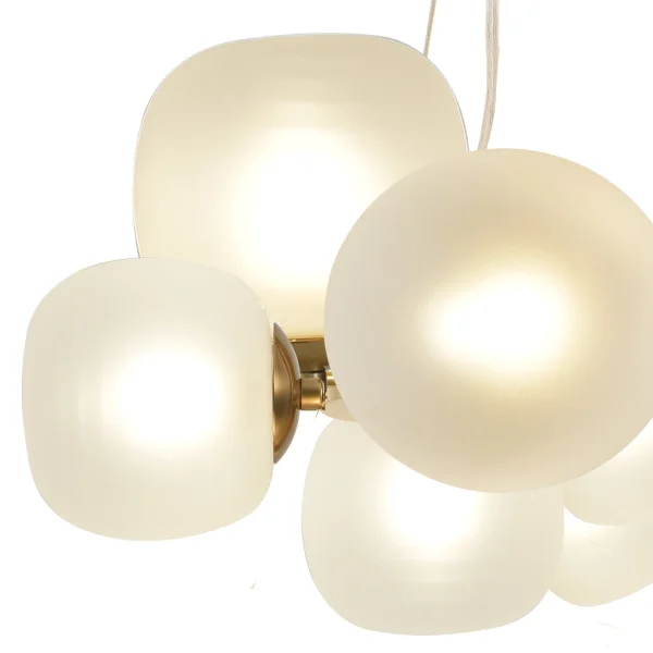 LÁMPARA DE TECHO 11 LUCES HIERRO DORADO TULIPA BLANCA NICOLETTA