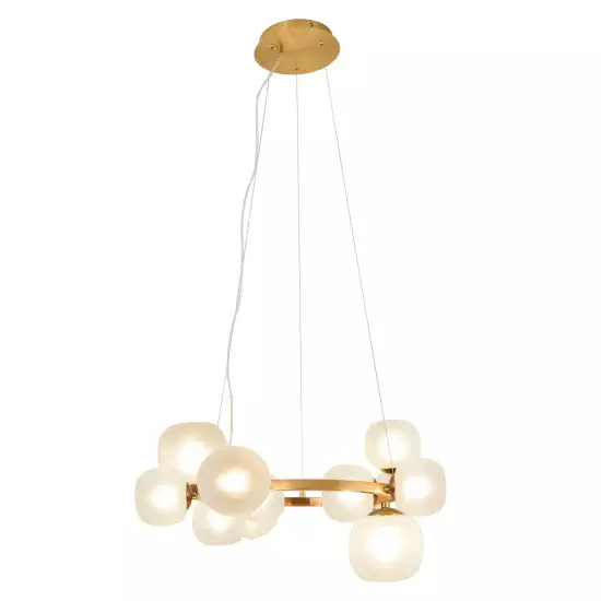 LÁMPARA DE TECHO 11 LUCES HIERRO DORADO TULIPA BLANCA NICOLETTA 2