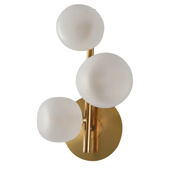 APLIQUE DE PARED 3 LUCES HIERRO DORADO TULIPA BLANCA NICOLETTA 2