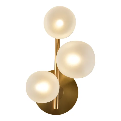 APLIQUE DE PARED 3 LUCES HIERRO DORADO TULIPA BLANCA NICOLETTA