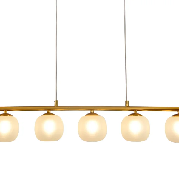 LÁMPARA DE TECHO 5 LUCES HIERRO DORADO TULIPA BLANCA NICOLETTA