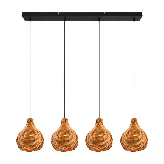 LÁMPARA DE TECHO 4 LUCES RATTAN NATURAL ELOK