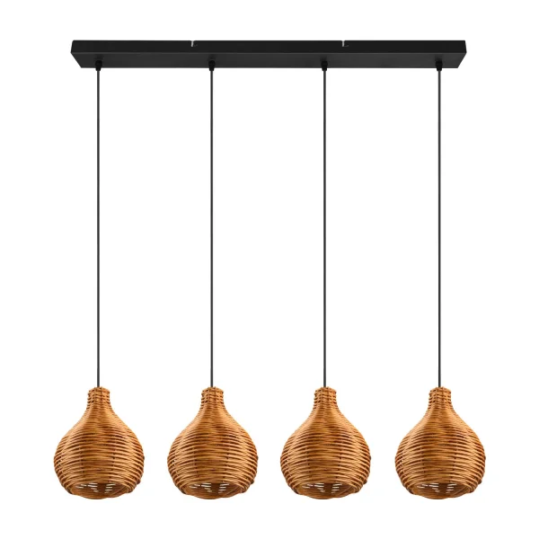 LÁMPARA DE TECHO 4 LUCES RATTAN NATURAL ELOK