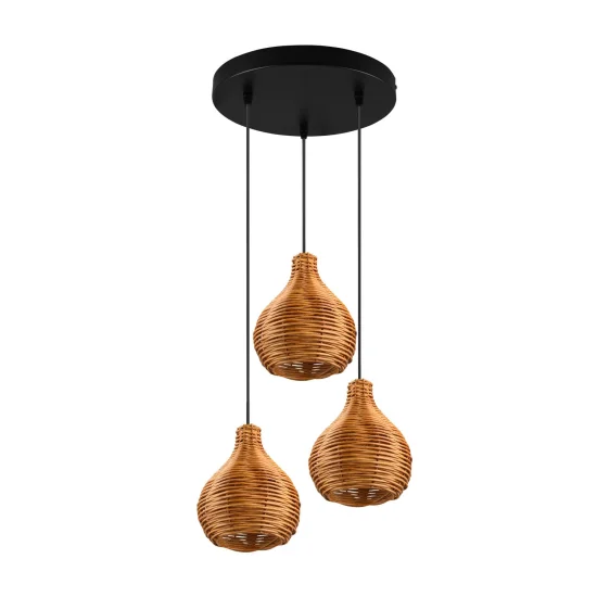 LÁMPARA DE TECHO 3 LUCES RATTAN NATURAL ELOK 2