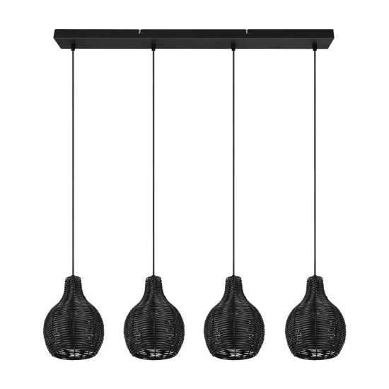 LÁMPARA DE TECHO 4 LUCES RATTAN NEGRO ELOK 2