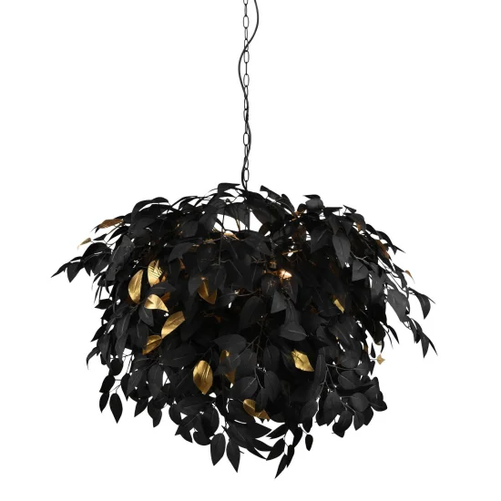 LÁMPARA DE TECHO 4 LUCES Ø 70CM HOJAS NEGRAS